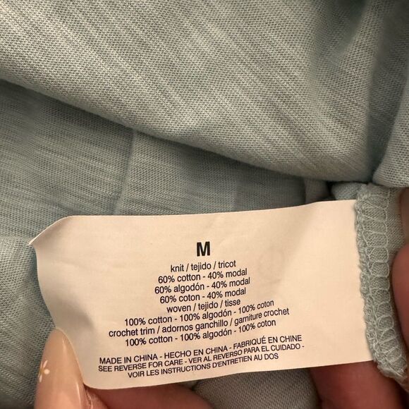 Ella Moss teal Cap Sleeve Bib Collar Blouse - Picture 5 of 6